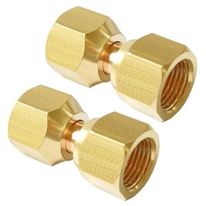 Acoplamiento de latón para tubo con abocardado - Conector de unión de tubería con tuerca giratoria de 3/8" hembra x 3/8" hembra - Product Image 1