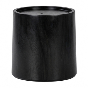 Monolith Drum Accent Coffee <b>Table</b> <b>Black</b> Finish Modern Solid Wood Handmade Non-Foldable Living Room Furniture - Product Image 2