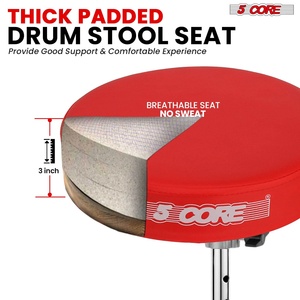 Silla de Baterista Ajustable de Alta Resistencia con Asiento Acolchado de 3 Pulgadas y Capacidad de 200 Libras - Product Image 2