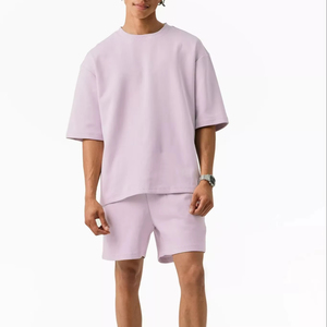 Custom logo printing Men Streetwear Summer Cotton Two Piece <b>Sets</b> All Over Screen Print T Shirts & Sweat Shorts <b>Set</b> For Men - Product Image 1