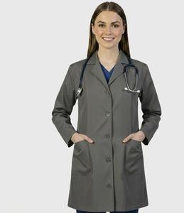 Blouse de laboratoire unisexe personnalisable grise en coton et polyester tissé, uniforme d'hôpital à manches longues avec poches, détection d'aiguilles, service OEM - Product Image 2