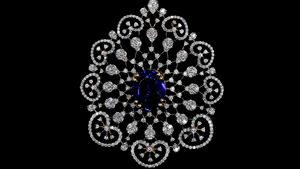 Collar de diamantes cultivados en laboratorio con diseño de pavo real y piedra azul |   Collar de Novia Chapado en Oro de 18K |   Regalo de Fiesta Indio de Lujo - Product Image 4