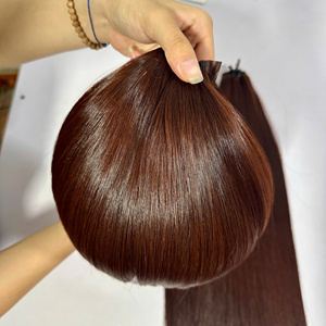 ผมแท้เวียดนาม Ksix Hair Super Double Drawn  จัดเรียงเกล็ดผม  ถักด้วยเครื่องจักรแบบ Double Weft  รับทำโลโก้ตามสั่ง  น้ำหนัก 100 กรัม สีดำ - Product Image 1