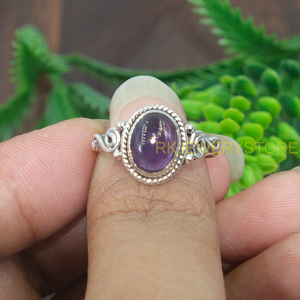 Bague en améthyste violette, bague en pierre précieuse, bague en pierre violette, bague en argent 925, bague minimaliste pour femmes - Product Image 6