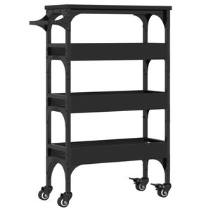 Chariot de cuisine noir 20,9"x7,9"x29,9" en bois d'ingénierie, îlots et chariots de cuisine - Product Image 2