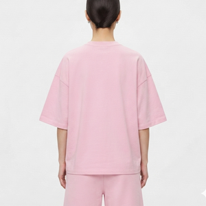 Camiseta Rosa de Cuello Redondo para Mujer, 100% Algodón, Corte Holgado, Manga Corta, Estilo Minimalista, para Primavera/Verano, Ecológica - Product Image 2