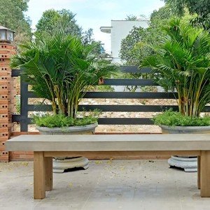 Ensemble de canapés de jardin de style campagnard traditionnel pour toutes les saisons, hôtel, piscine, meubles de loisirs d'extérieur, imperméables, table à manger en ciment - Product Image 4
