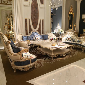 Juego de Sofás Seccionales Tapizados de Lujo, Madera de Caoba Sólida, Estilo Francés, Muebles Tallados para Sala de Estar, Personalización Disponible - Product Image 3