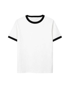 T-shirt blanc uni à manches courtes pour homme, col rond, coupe classique, décontracté, tricoté en polyester/coton, respirant, séchage rapide, bordure contrastée - Product Image 2