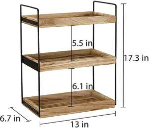 Export Quality Metal <b>Frame</b> Wooden Bathroom Shelf Wall Mounted Storage Rack for Bathroom Kitchen and Home Available For Sale - Product Image 6