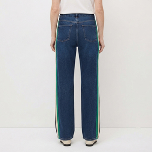 Jeans de Mujer de Cintura Alta y Pierna Ancha con Franja Lateral, Corte Holgado, 100% Algodón, Estilo Casual y Urbano - Product Image 2