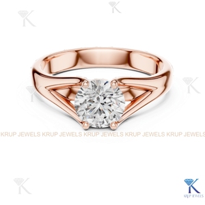 Anillo de compromiso solitario con diamante cultivado en laboratorio, corte redondo, E VVS2, certificado IGI, en oro macizo con engaste de corona, estilo filigrana vintage. - Product Image 5
