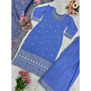 Hermosos Vestidos de Noche, Top y Pantalones Palazzo con Dupatta Elegante para Fiestas - Product Image 5