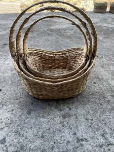 Handmade Eco-Friendly Waterproof Modern Water Hyacinth <b>Storage</b> <b>Basket</b> Natural Woven <b>Rectangular</b> Tray Multifunction Geometric - Product Image 5