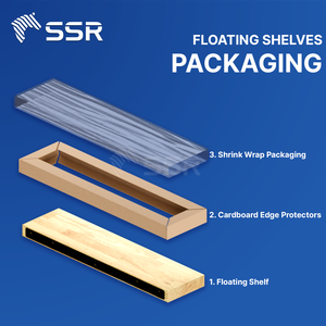 Heavy Duty Hevea <b>Wooden</b> Floating Wall <b>Shelves</b> Space-Saving Wall Mounted Storage Organizer for Home & Office - Product Image 3