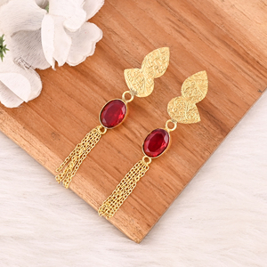 <b>Garnet</b> Hydro Gemstone Brass <b>Earrings</b> Gold Plated Handmade Jewelry Bezel Setting Shilpi Impex for Women Wholesale Lot 10 Pairs - Product Image 4