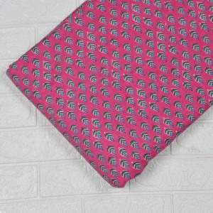 Pink Hand Block Printed Organic Eco-Friendly Medium <b>Weight</b> Kalamkari Style Cotton <b>Fabric</b> Leaf Motif Small Booti Pattern for - Product Image 2