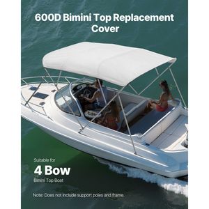 Tendalino Bimini a 4 Archi per Barca, Impermeabile, Protezione Solare, in Poliestere 600D, con Borsa per il Trasporto - Nuovo, Riutilizzabile - Product Image 2