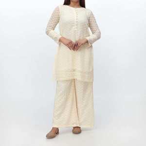 Ensemble 2 pièces de pantalons en mousseline brodée pour femme Collection PS4236 - Product Image 3