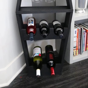 Estante minimalista de madera para vinos con soporte para copas, adecuado para sala de estar, cocina, área de invitados y exhibición en el bar del hogar. - Product Image 1