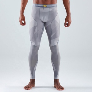 Leggings de compression intégrale pour hommes, imprimé géométrique, séchage rapide, taille élastique avec cordon de serrage, Spandex Nylon 180g - Product Image 2