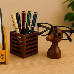 Porte-stylos de bureau en bois massif naturel de haute qualité, écologique, fait main, design moderne, durable, décoration de bureau - Product Image 3