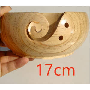Support de fil en bambou artisanal de luxe avec couvercle amovible, bol à tricoter à spirale lisse, bol à crochet en bois robuste et antidérapant - Product Image 3