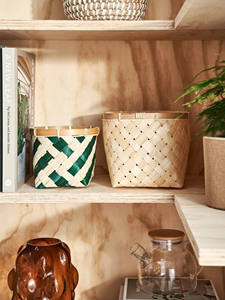 Mini panier en bambou, organisateur de cuisine, contenants de rangement, boîte alimentaire tressée avec compartiments, décoration pour la maison et le jardin, pot de plante - Product Image 3