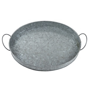 ถาดเสิร์ฟโลหะชุบสังกะสีแบบโค้งมนการออกแบบมาตรฐานสำหรับใช้ในบ้านวันเกิดงานแต่งงานงานปาร์ตี้กลางแจ้งที่มีประโยชน์ - Product Image 4