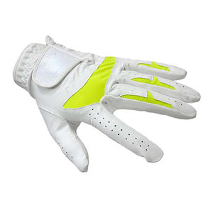Gants de golf blancs DARIB IMPEX, vert néon, respirants, en cuir véritable, à doigts complets, pour hommes, fermeture à tirette, spéciaux - Product Image 4