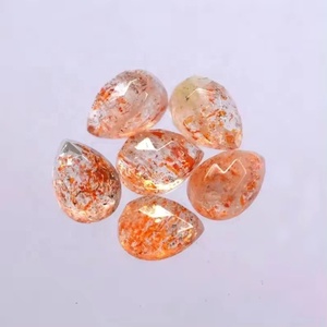 Superbe pierre de soleil naturelle de qualité 7mm x 10mm cabochon de poire coupe rose pierre précieuse semi précieuse en vrac prix de gros à expédition rapide - Product Image 1