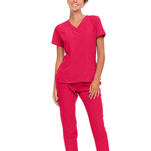 Nouvel ensemble de blouses médicales en tissu tissé à col en V pour femmes, à manches courtes, pour infirmières, avec détection d'aiguilles - Product Image 1