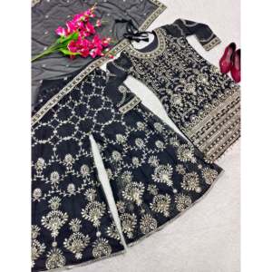 Ensemble de vêtements de fête pour femmes avec haut brodé Sarara Dupatta - Product Image 1