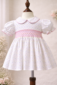 Vestido de niña con mangas abullonadas y bordado a mano |   Vestido Clásico de Algodón con Bordado para Niñas Pequeñas |   Ropa de Bebé Personalizada de Boutique OEM - Product Image 3