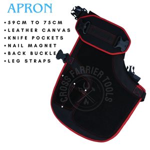 Tablier de fermeur ergonomique en cuir et toile pour équipement de ferrage, avec taille réglable de 59 à 75 cm, support magnétique pour clous et porte-couteaux - Product Image 2