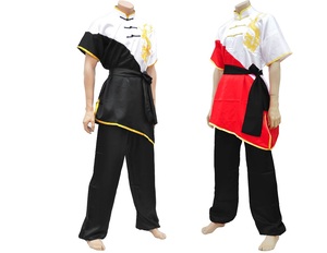 White & Black Kung Fu Uniform Unique <b>Dragon</b> Embroidery High Quality Silk Fabric Martial Arts Suit - Product Image 4