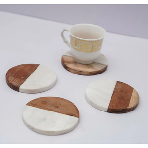 Eco-Friendly Marble Coasters Durable Washable Natural Stone Round <b>Table</b> <b>Protection</b> Modern Design Made in India - Product Image 2