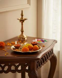 Plateau décoratif en aluminium finition laiton doré en forme de citrouille, idéal pour servir des fruits secs et des bonbons lors de Diwali - Product Image 3