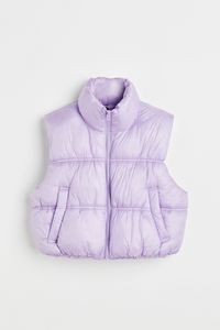 Women's Light <b>Purple</b> Puffer <b>Vest</b> Stand Collar Zipper Closure Casual Outerwear Solid Color Polyester Filling - Product Image 6