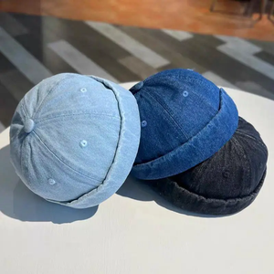 Casquette Docker en jean tendance, bonnet sans bord, bonnet uni, casquette de marin, bonnets, casquette bob, casquette ajustable pour homme et femme - Product Image 1