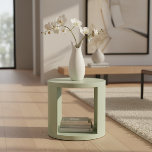 Table d'appoint décorative, table basse moderne en bois d'hévéa du Vietnam, MDF et placage de chêne, meuble décoratif pour salon - Product Image 3