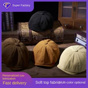 Sombrero de Pintor Estilo Coreano a Rayas de Moda Primavera-Verano para Mujer, Estilo Japonés, Cálido, para Rostros Pequeños, Estilo Newsboy - Product Image 2