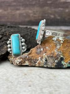 Handmade Blue Turquoise Adjustable <b>Ring</b> Sterling <b>Silver</b> Southwestern Boho <b>Statement</b> Jewelry Artisan Gemstone Gift for Her - Product Image 4