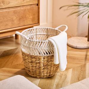 ตะกร้าเก็บของทำมือจากเชือกผ้าทอและผักตบชวา ตะกร้าเก็บของขายส่ง เป็นมิตรกับสิ่งแวดล้อม ผลิตในเวียดนาม - Product Image 4