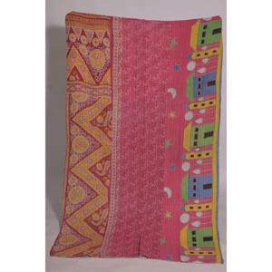 Couverture Kantha florale vintage faite à la main en coton, jeté réversible indien bohème, couvre-lit lavable, décoration - Product Image 3