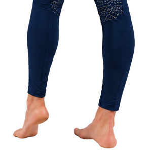 Pantalon d'équitation pour femme bleu ardoise, taille haute, compression, avec grip en silicone et assise intégrale, pour l'équitation et le sport - Product Image 3