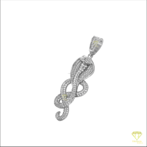 Colgante de serpiente hecho a mano con diseño de animal con incrustaciones de diamantes y piedras de moissanita VVS - Product Image 6