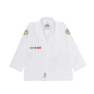Kimono de Jiu Jitsu Blanco con Tejido Perla y Tejido Dorado (Poliéster/Algodón) para Artes Marciales para Adultos - Product Image 1