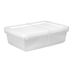 Set of 2 Clear <b>Plastic</b> <b>Storage</b> <b>Bins</b> 28 Quart with Snap on White Lids - Product Image 2
