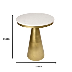 Taburete de pedestal con superficie de mármol blanco minimalista y versátil, de diseño clásico en latón y mármol, para decoración de salones en el hogar y hoteles. - Product Image 2